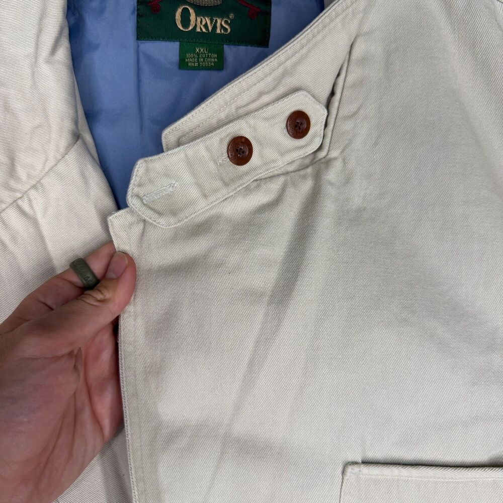 VTG Orvis Jacket Blazer Mens XXL Ivory Zambezi Fishing Elbow Patches Pockets 90s - Picture 12 of 12